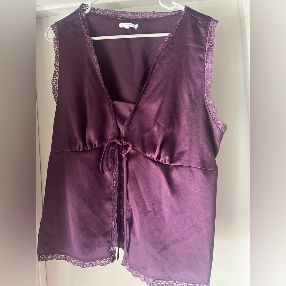 Maurices Purple Lace Trim top